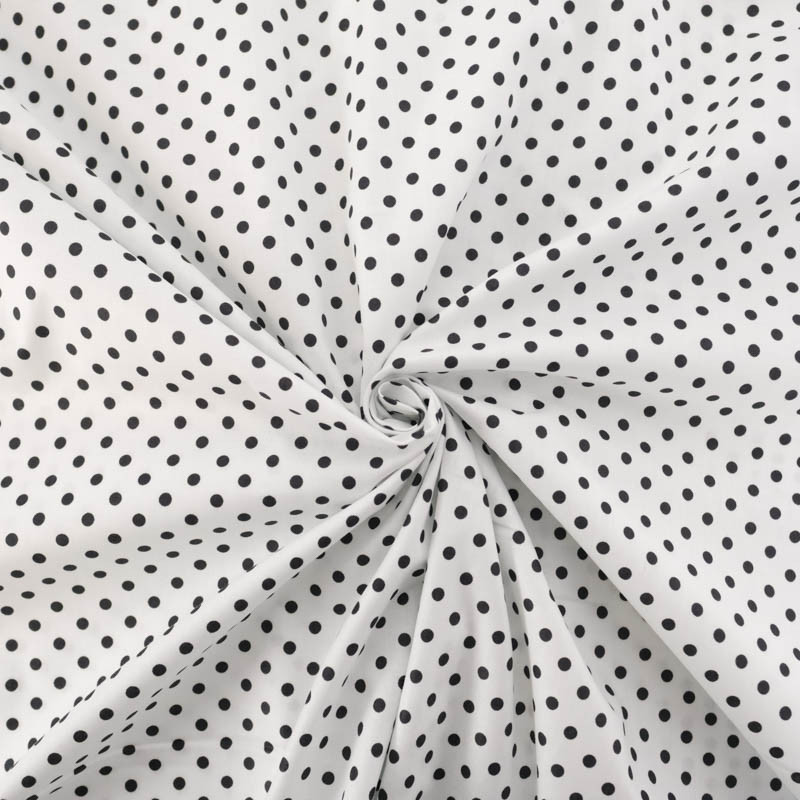White Cotton Poplin with Black Polka Dots - Maison Klem